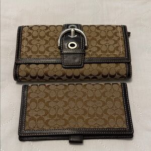 Brown Monogram Wallet with Check Register Case